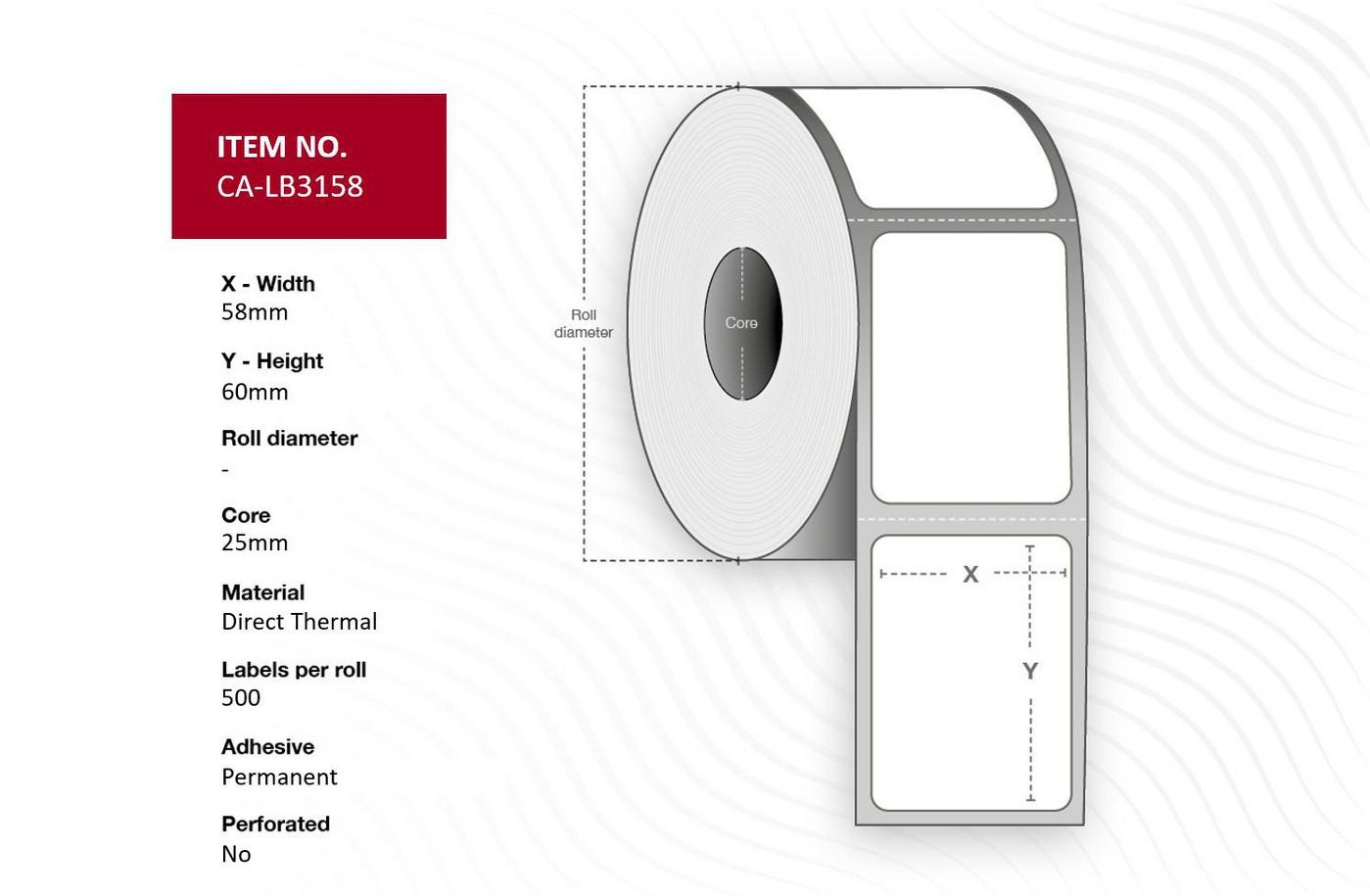 Capture CA-LB3158 Label 58 x 60mm. core 25mm.