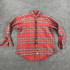 Ralph Lauren Shirt Mens Large Red Plaid Button Down Long Sleeve Pony Logo Cotton
