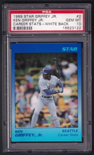 KEN GRIFFEY JR. 1989 Star Griffey Jr #2 RC Rookie Career Stats White Back PSA 10