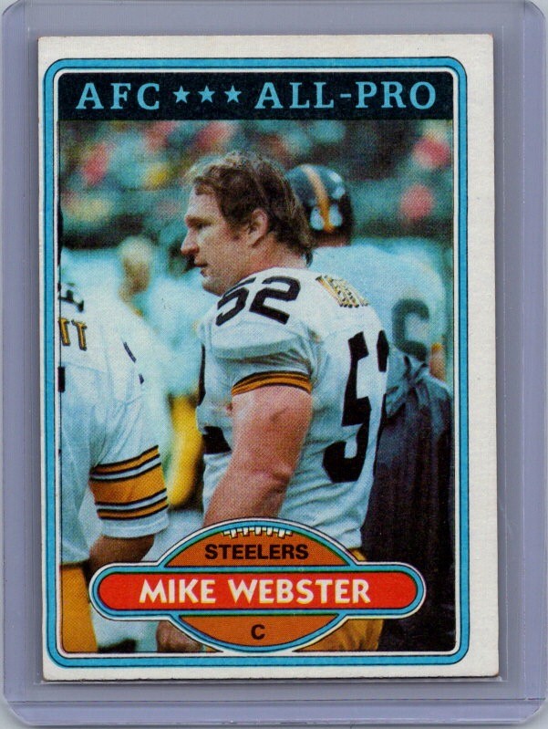 Mike Webster #350 Football Cards 1980 Topps trading card — raw and PSA graded price guide