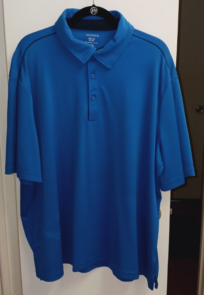 Shirt 3-Button Pullover ~ GEORGE ~ Blue Cotton ~ … - image 1