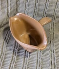 Frankoma Double-Pour Sauce Gravy Boat Handled Plainsman Brown Satin 8" x 4"