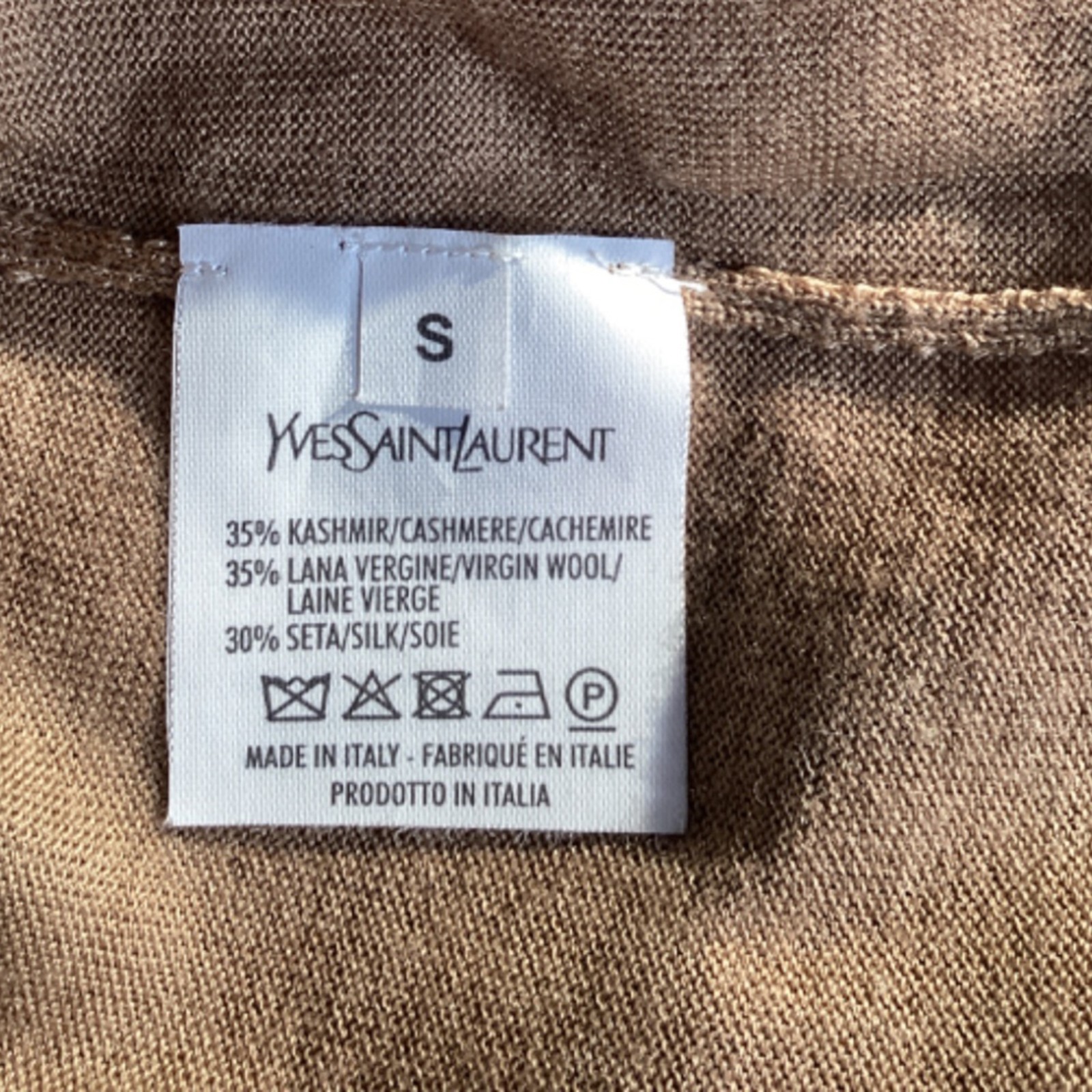 Canotta Saint Laurent in maglia di cashmere marrone donna ocra taglia 40