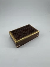 Benzara Mango Wood Jewelry Keepsake Box Brass Inlays 6" x 4"