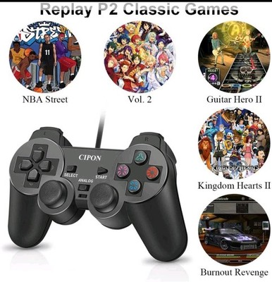 Cipon Wired Controller Compatible with PS-2 Console, Black Remote 