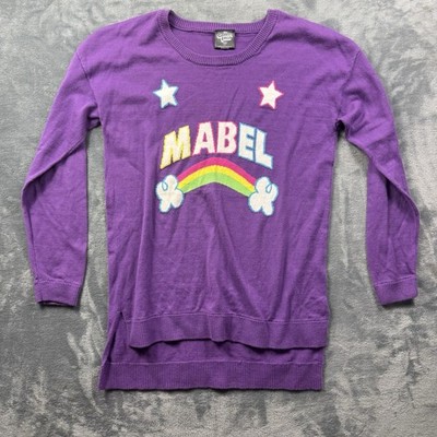 Disney's Gravity Falls Mabel Sweater Top Size Large Purple Rainbow Top