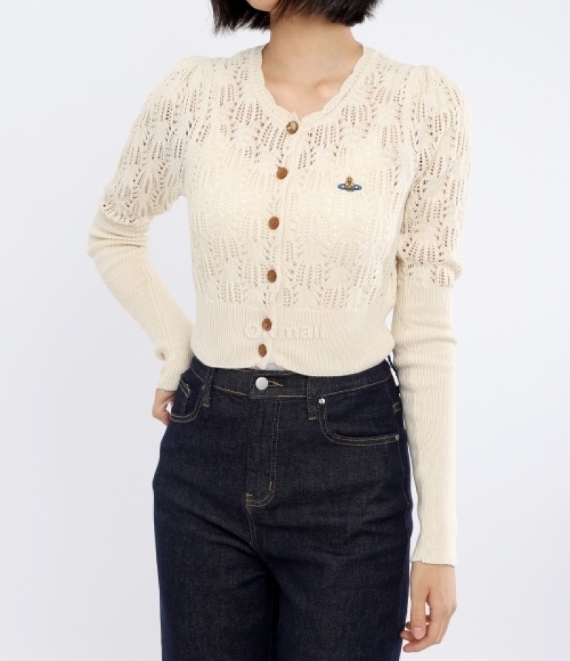 Vivienne Westwood コットンカーディガン ホワイトMサイズ Vivienne Westwood CARDIGANS SAMANTHA CROPPED CARDIGAN