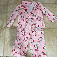 Carter's Girls 18M 2pc Pink Santa Christmas Fleece Button Pajamas