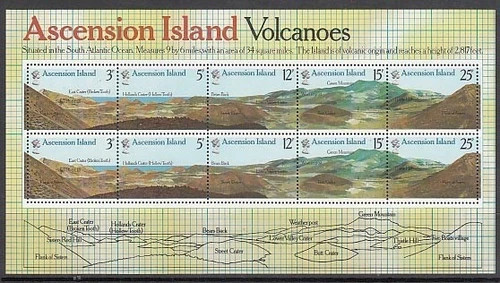 ASCENSION ISLAND 1978-1980 #234A, #261 S/S MNH VOLCANOES/QUEEN MOTHER'S BIRTHDAY