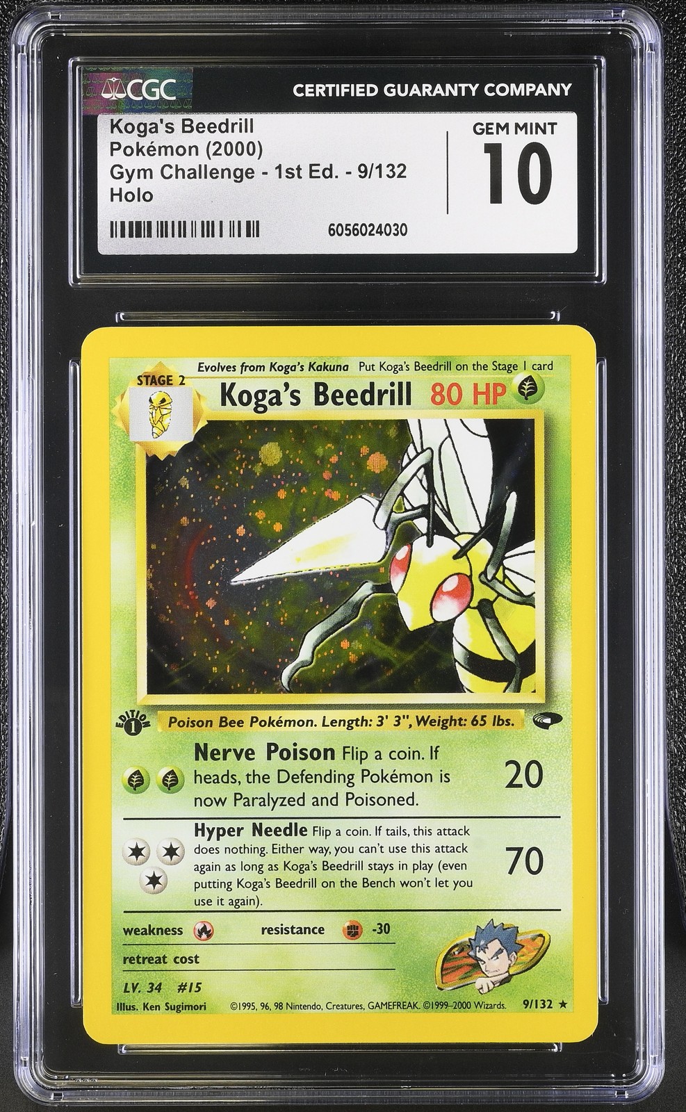CGC 10 Koga's Beedrill Gym Challenge 1st Edition 9/132 Holo Pokemon Card