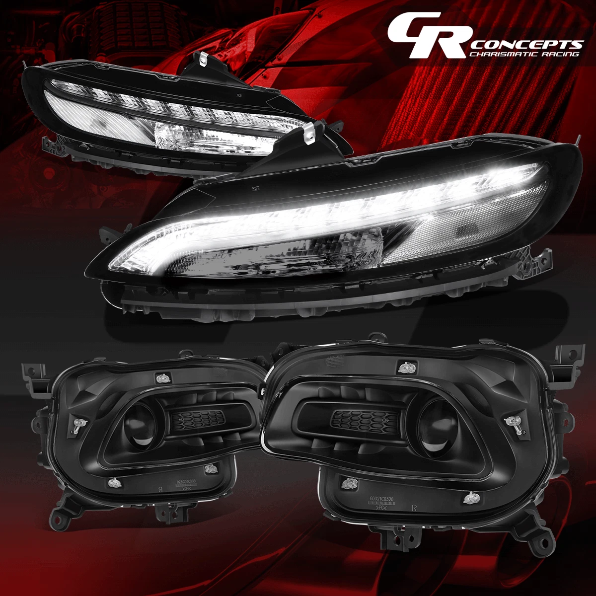 BLACK CLEAR PROJECTOR HEADLIGHTS+LED DRL SIGNAL LIGHT FOR 2014-2018 CHEROKEE