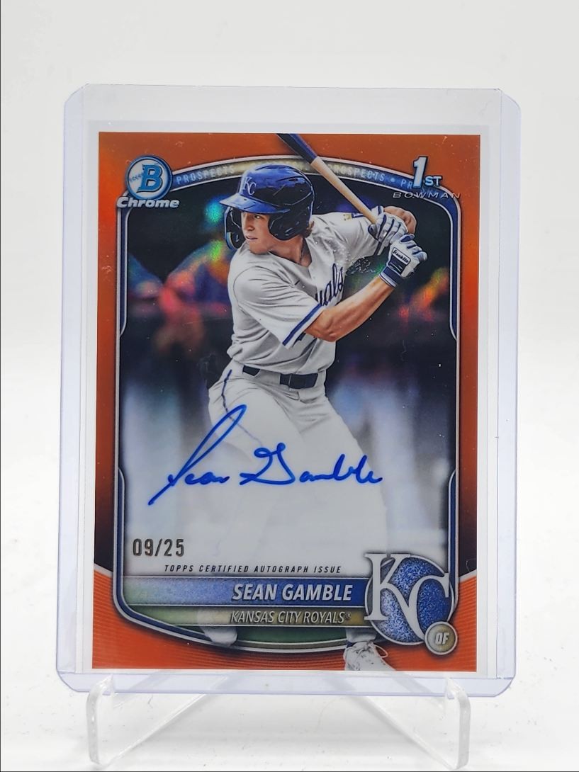 SEAN GAMBLE 2025 BOWMAN CHROME DRAFT 1ST ORANGE REFRACTOR AUTO /25 Q3967