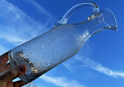 Ancien pichet à eau époque Absinthe en verre soufflé Nid d'abeilles 19ème XIXème