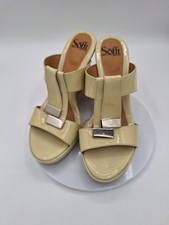 Sofft Anita CreamPatent Leather Wedge Sandals size 8M Womens