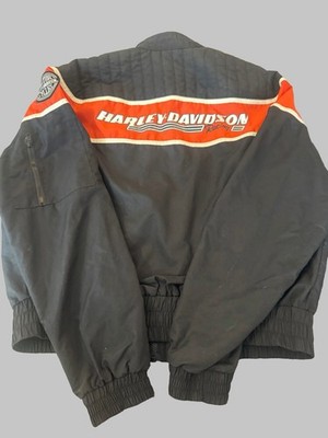 Harley-Davidson Men's XL Racing Jacket Black Full Zip USA Biker
