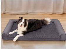 NEW Funny Fuzzy Faux Fleece  Suede Dog Bed Charcoal Gray XL
