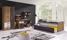 Kinderzimmer Set DENNIS 02 mit Doppelbett – Jugendzimmer Möbel Weiß