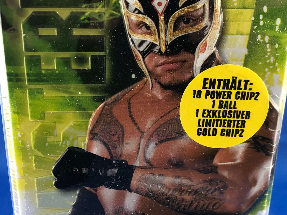 WWE 2009 Topps Power Chipz Rey Mysterio Metal Tin Box Europe New