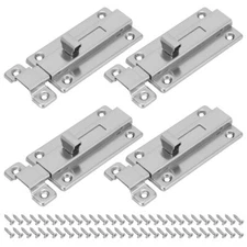 4 Pcs 4" Stainless Steel Door Latch Sliding Lock Barrel Bolt for Doors Cabinets