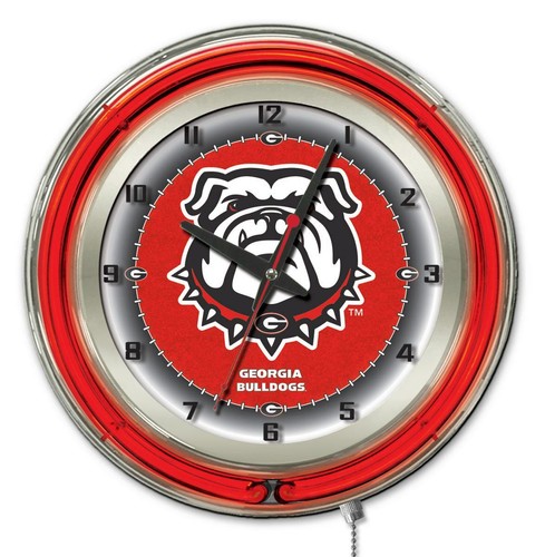 University of Georgia "Bulldog" Clock w/ Double Neon Ring - Picture 10 of 10