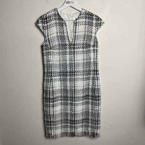 Carla Zampatti Dress Size 8 Black White Tweed Polyester Sleeveless Knee Length - 第 1/11 張圖片