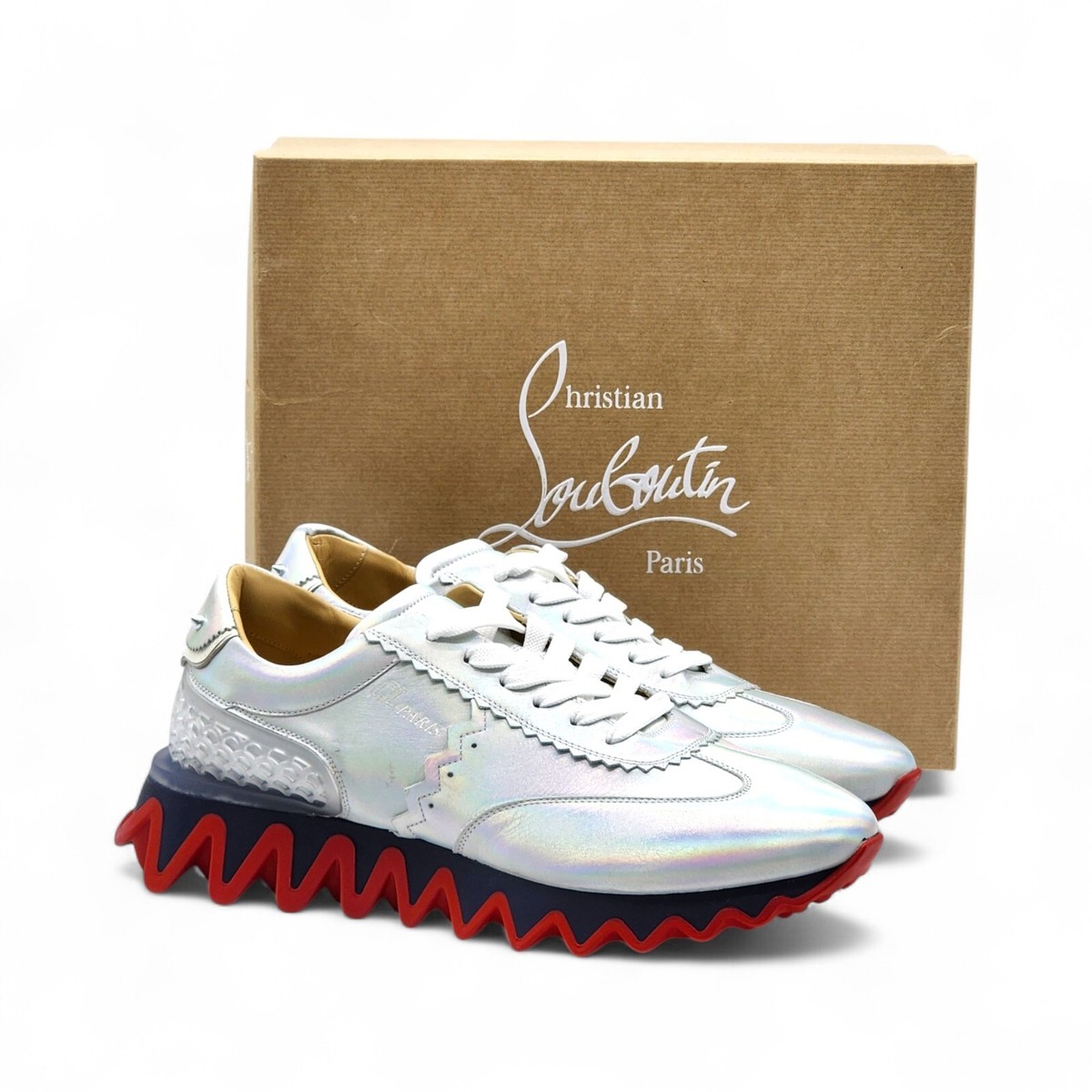 スニーカー Christian Louboutin Loubishark Glitter Iridescent- EU 41.5 Christian Louboutin Loubishark Iridescent Silver Sneakers EU