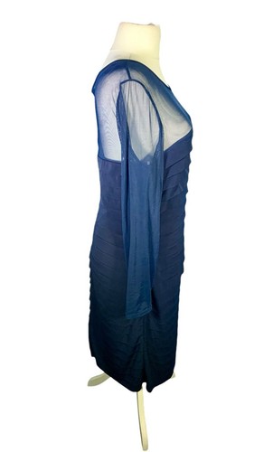 Blue Dress Size 20 SARA BERNSHAW Smart Mesh Lined Curve Plus Work Party RRP £349 - Picture 21 of 24