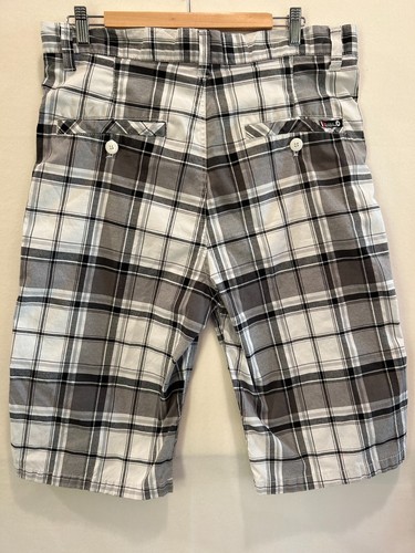 Pantaloncini Southpole da uomo 36 bianchi neri a quadretti Skater grunge Y2k cintura hip hop lunga - Foto 6 di 9