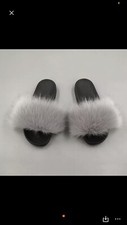 womens faux fur fuzzy slides Have Sizes 7 To 10 Available