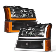 Topline For 03-07 Silverado Switchback Sequential LED Bar Headlights+Bumper Blk