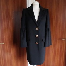 Burberry 20% Cashmere 80% Wool Blend Pea Coat Bell Sleeves In Black Uk 4-6 (xs)
