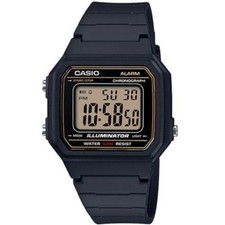 Casio W217H-9AV, 50 Meter Chronograph Watch, Alarm, Black Resin, Illuminator,NEW