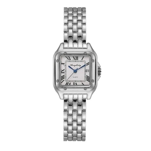 New Luxury BiBi 26mm Iced Out Stainless Steel Watch MENS Silver Tone Iced Out Square Watch Roman Dial Crystal  main image 4