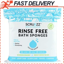 Scrubzz Disposable No Rinse Bathing Wipes - 25 Pack - All-In-1 Single Use Shower