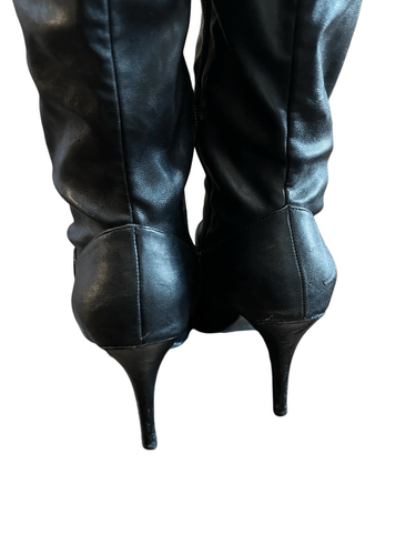 BCBGENERATION Black Knee High Vegan Leather Studded Stiletto Boots 7.5 - Picture 4 of 5