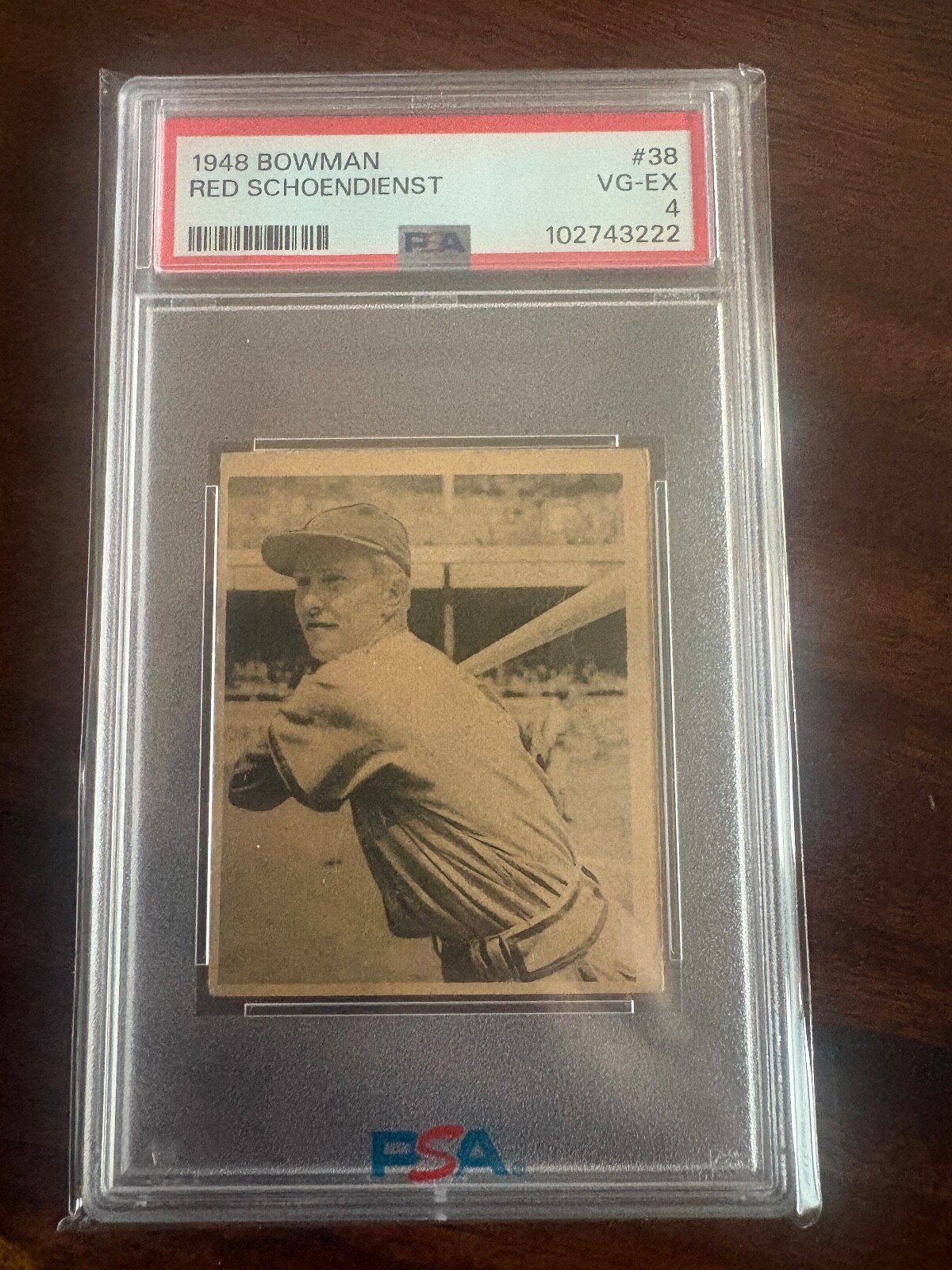 1948 BOWMAN #38 RED SCHOENDIENST - PSA 4 - HOF
