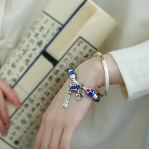 Nuevo Brazalete Piscis Estilo Étnico Retro Chino, Esmalte Koi Buena Suerte Color - Imagen 4 de 11