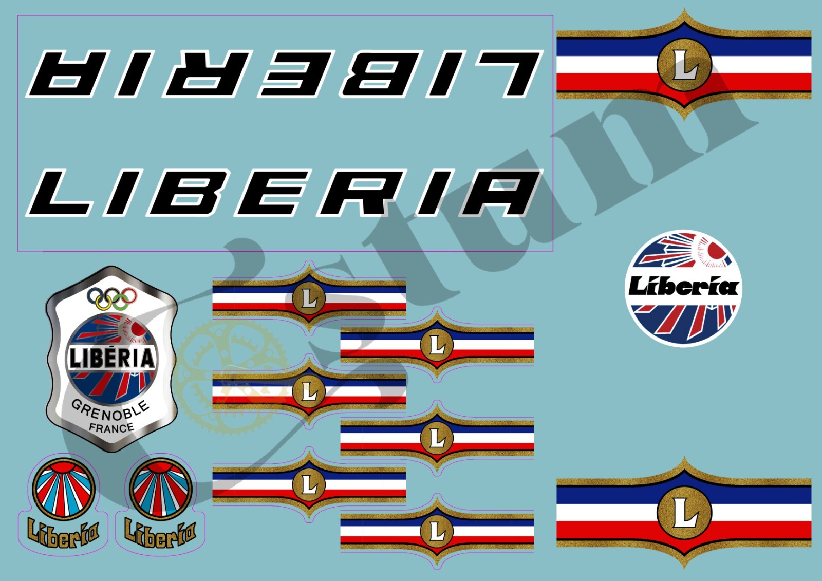 Stickers drapeau Libéria pour cadre de vélo de route LIBE104 en vinyle