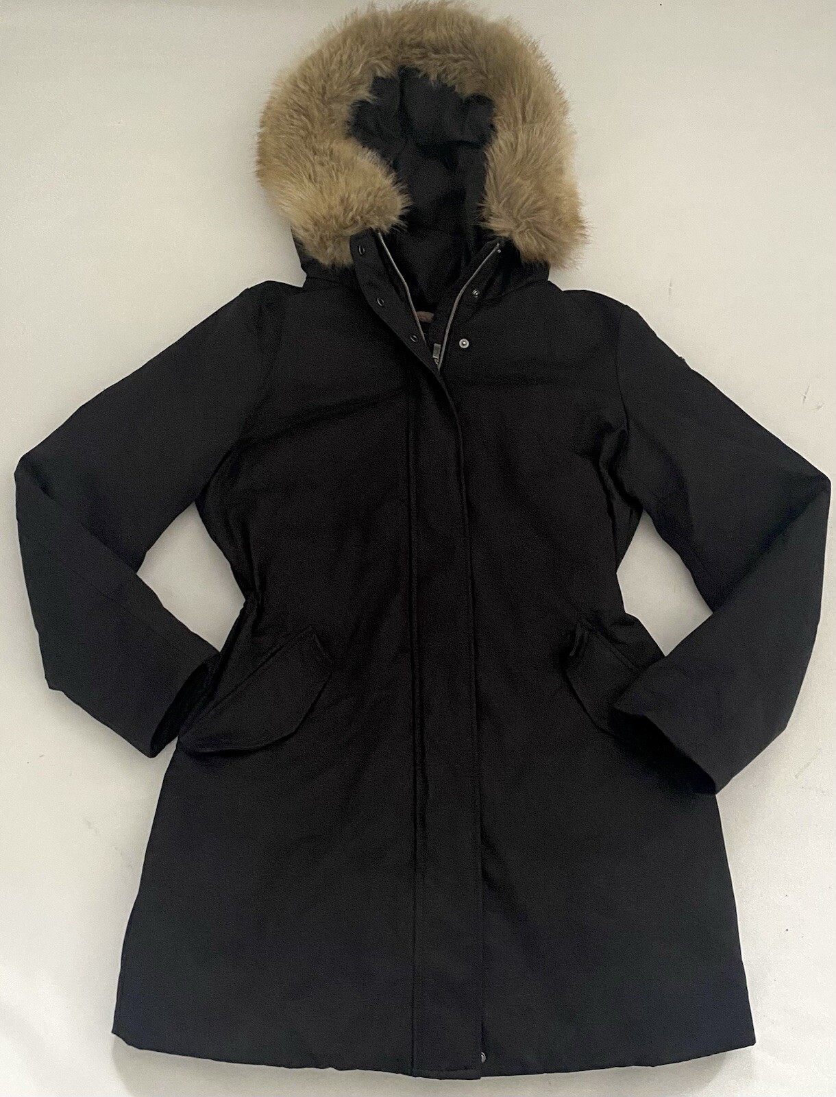 Women’s Geox Respira Black Warm Hooded Parka Jacket Size 12.