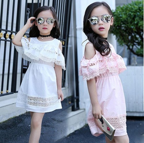 New Fashion Girls Summer Kids Clothing Korean Lace Leakage Princess Dress Party - Picture 3 of 6