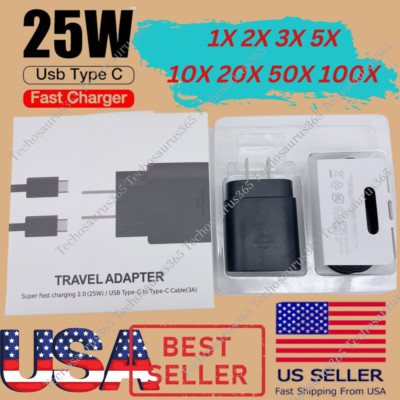 25W Type USB-C Super Fast Wall Charger+6FT Cable For Samsung Galaxy WHOLESALE