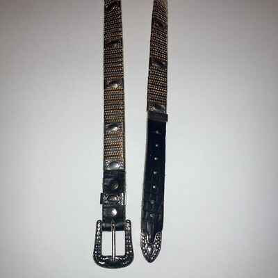 Jose Cotel Paris France Vtg Belt Silver Gold Links Leather