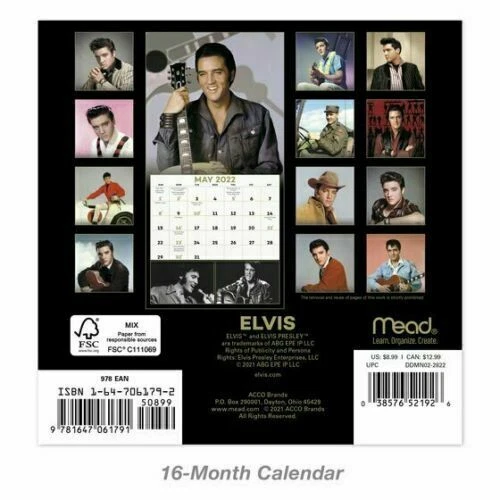 Elvis 16 Month 2026 Mini Wall Calendar