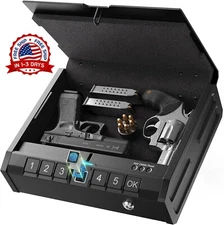 Caja fuerte para armas, caja fuerte biométrica para pistolas con pantalla LCD.