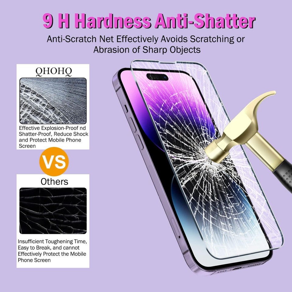 QHOHQ 3 Pack Screen Protector for iPhone 14 Pro Max 6.7 Inch with 3