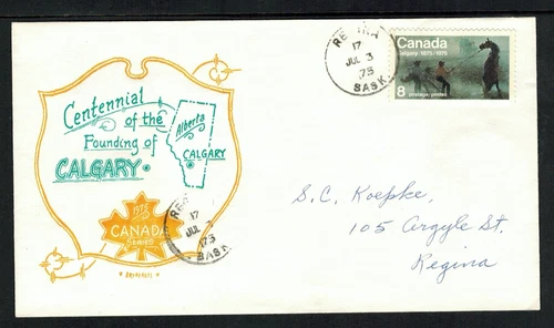 Canada #667, 1975 8¢ Calgary Stampede Artopages cachet FDC - Regina SK cds