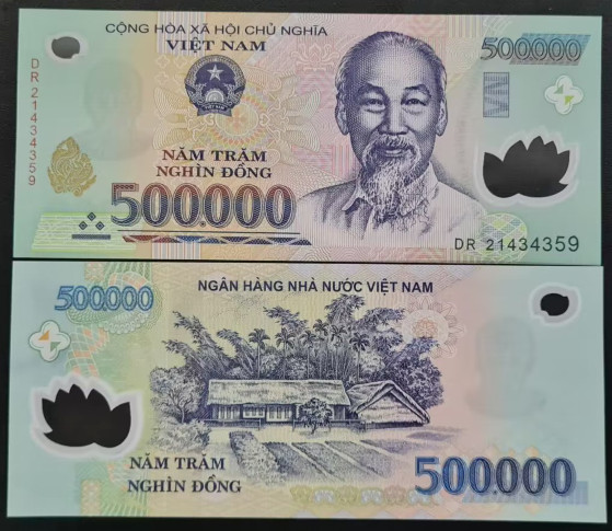 Billete de 500.000 vietnamitas de polímero dong en estado totalmente nuevo