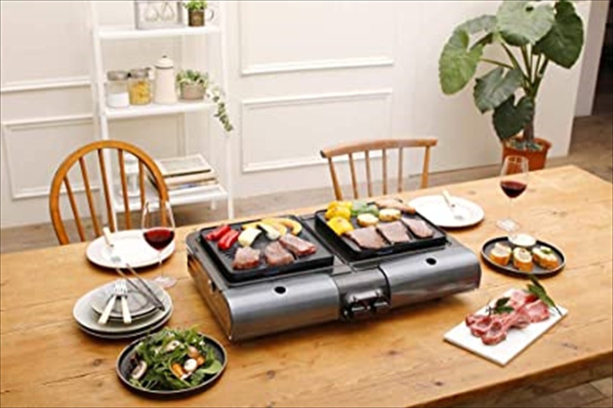 Iwatani FLAT TWIN GRILL CBーTGBー1 Iwatani CB-TBG-1 Cassette Gas Table Top BBQ Grill Flat Twin Grill
