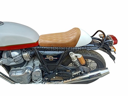 Adapté Pour Royal Enfield Interceptor & Gt 650 D6 Simple Fauve Siège & Blanc Col - Photo 8/8