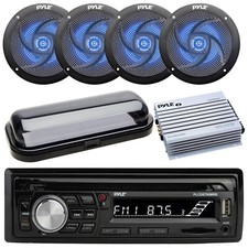 Pyle PLCDBT95 Single-DIN MP3/CD Marine Receiver, 4x 4" 100W Speakers, Amplifier
